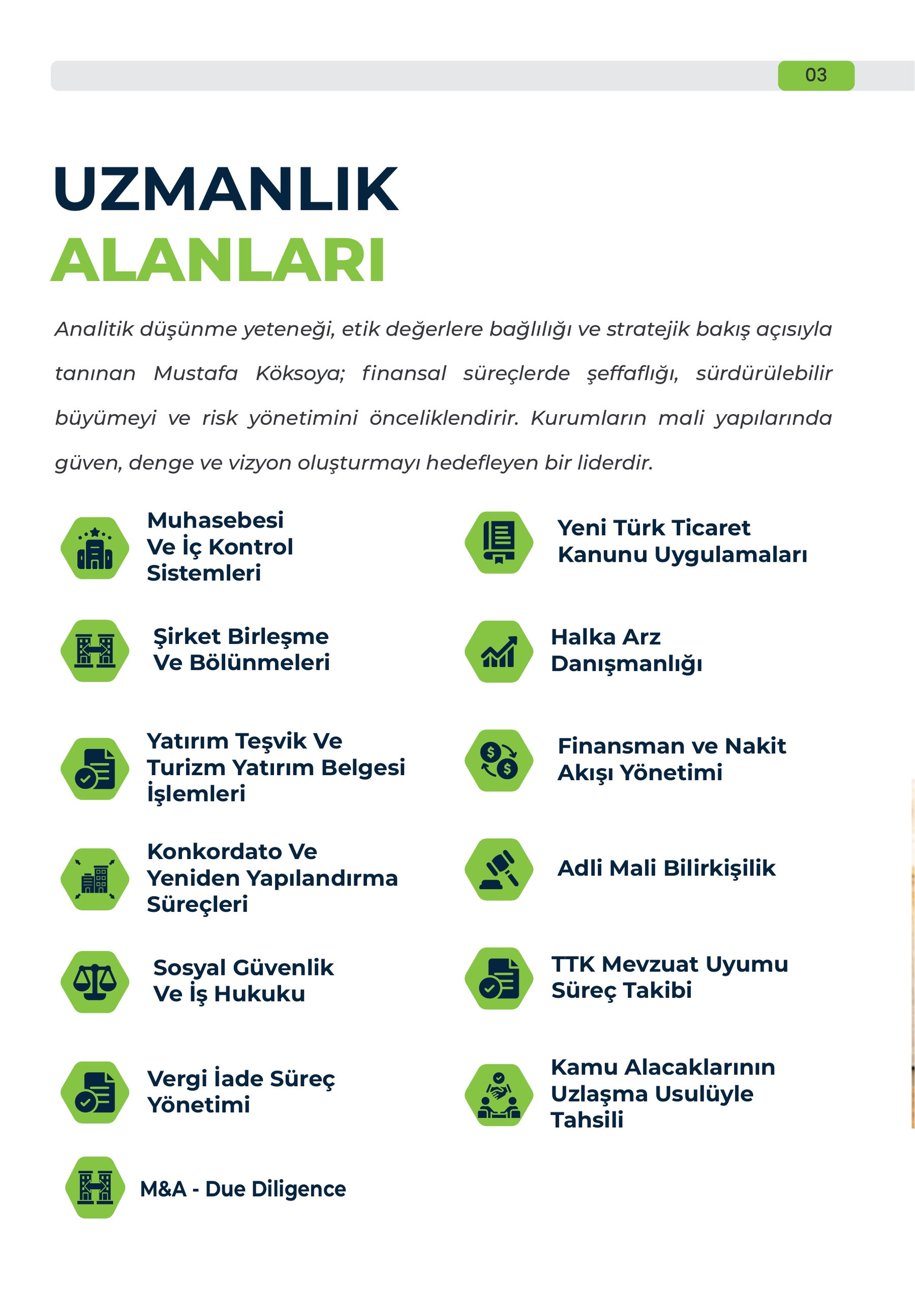 Kurumsal Özgeçmiş, sayfa 6 — Uzmanlık Alanları