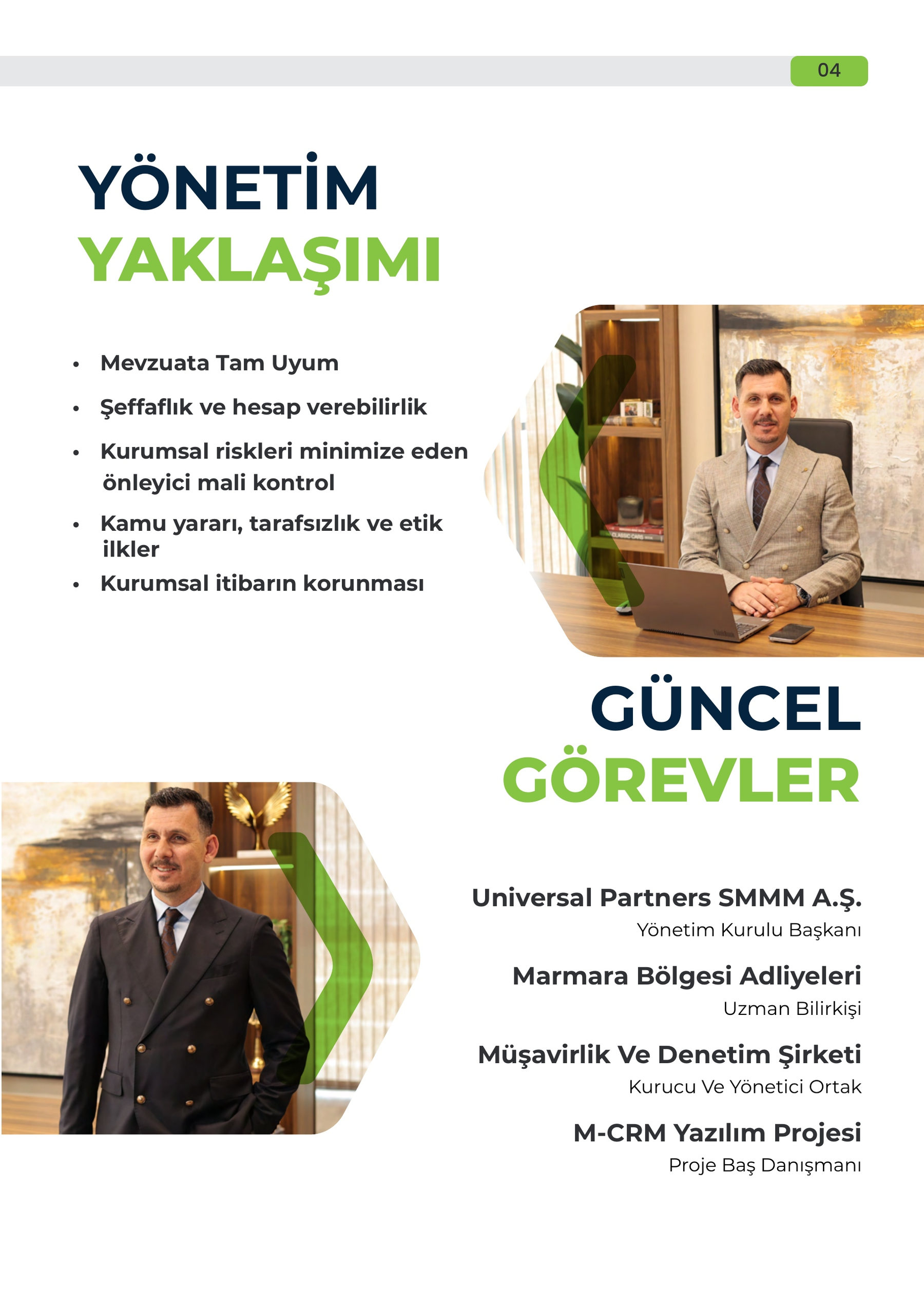 Kurumsal Özgeçmiş, sayfa 7 — Yönetim Yaklaşımı ve Güncel Görevler